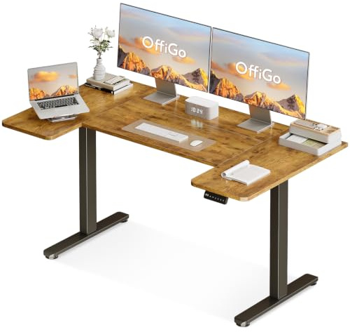 OffiGo Height Adjustable Desk, U Shaped Standing Desk with 3 Memory Presets
