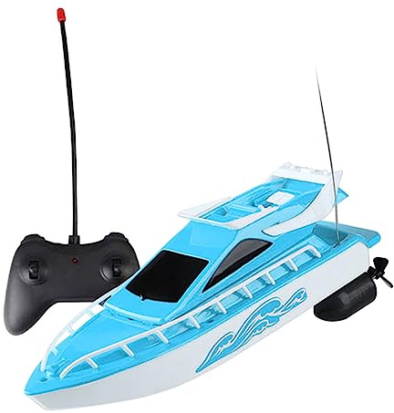 Uanqfegy Mini RC-leksaksbåt med fjärrkontroll, vattentät racingbåt för utomhuslek för barn (utan batteri) blå