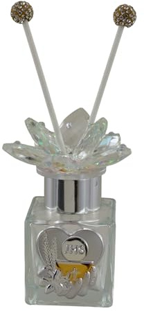 Doni Bomboniere Comunión 1 unidad difusor ambiente tapón color plata con flor de Swarovski placa en forma de corazón en mano representación símbolos sagrados cáliz y hostia ideas regalo estándar
