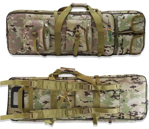 iCoverAll Tactical Rifle Case 1.17m Soft Padded Gun Carry Bag Backpack Durable Oxford Nylon with Pockets, Shoulder Straps & Storage Shooting, Airsoft, Paintball, Hunting & Fishing