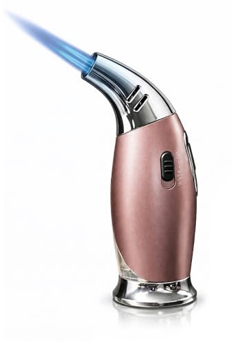 BML Kitchen Blow Torch Lighter Refillable Cooking Torch Adjustable Flame Safety Lock Ergonomic Grip for Creme Brulee Baking BBQ Searing Professional Culinary Torch (Gas Not Included)