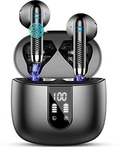 Drsaec Ecouteurs Bluetooth sans Fil 2026 avec APP, Écouteurs Bluetooth 5.4 Écouteurs sans Fil avec 4 ENC Réduction de Bruit Mic, IP7 Étanches Oreillette Bluetooth 56H Stéréo USB-C pour iOS/Android