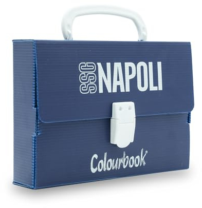 Colourbook Minipoly Ufficiale Napoli, Valigetta Scuola con Manico, Kit Cancelleria per Bambini, 4 Varianti Colore, Set Regalo con Pennarelli e Album da Colorare (Dark Blue)
