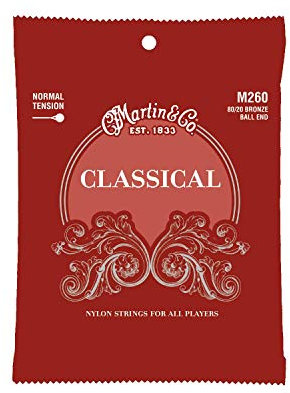 MARTIN Classical, Saiten für klassische Gitarre, 80/80 Bronze Ball End, Normal 28-43 (M260)