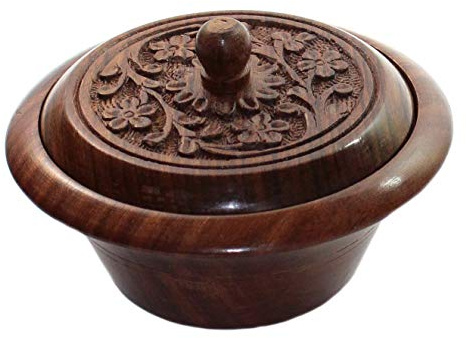 Budawi® - Holz Dose Palisander mit Deckel ca. Ø 10 cm mit Intarsien, Handgearbeitet Schmuck Dose