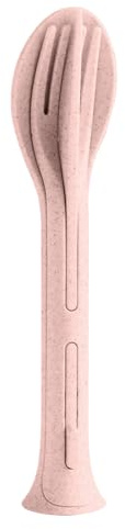 Koziol KLIKK POCKET Besteckset 3-teilig | Löffel, Gabel, Messer | für unterwegs, zusammensteckbar, leicht | biozirkulärer Kunststoff, spülmaschinengeeignet | Lunch, Reise, Picknick (organic pink)