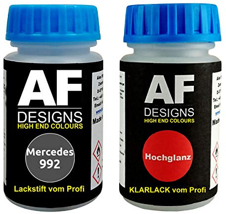 Alex Flittner Designs Lackstift-Set für Mercedes - Benz 992 Selenitgrau | Lackstift Set geeignet für Farbcode: 992 und Farbname: Selenitgrau Metallic