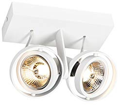 Qazqa Deckenstrahler, Deckenspot - Master - Weiß, max. 50W, Geeignet für LED, 20cm, 2-flammig, Ideal als Wohnzimmerlampe, Küche lampe und