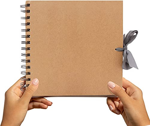 Styloo Medium Scrapbook Album with 50 White Pages, Brown