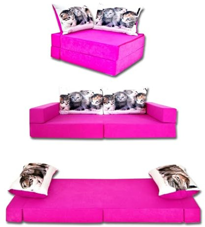 millybo Kindersofa Kindercouch Kindermatratze Minicouch Set + 2 Kissen viele Muster (KKH6)