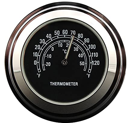 Asudaro Thermomètre de guidon de moto, Thermomètre de montage de guidon Thermomètre de guidon en alliage d'aluminium Thermomètre étanche Cadran de boîtier argenté Accessoires de moto pour moto