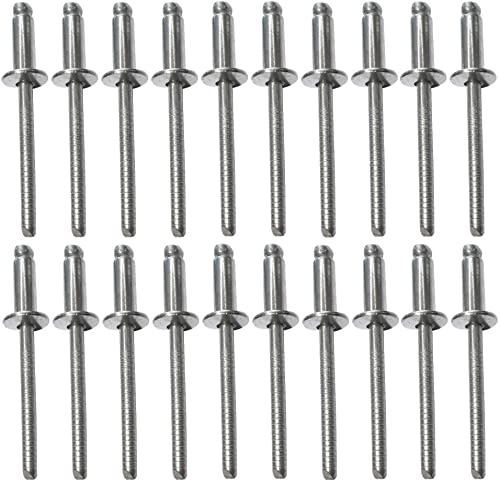 AERZETIX - C48130 - Juego de 20 remaches ciegos estándar Ø4.8x12mm con cabeza plana en acero inoxidable A2 - DIN 7337 A - remache pop con ruptura de vástago