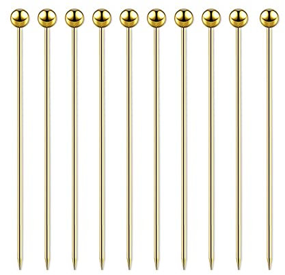 tooloflife 10 Stück Edelstahl Cocktail Picks, Wiederverwendbare Obst-Sticks Obst Dessert Gabel für Bar Party, Grillen Snacks