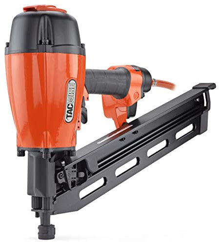 TACWISE KSN90V Angled Air Strip Nail Gun, Uses Plastic Collated Strip Nails, 50-90mm, 21° Inclined, Orange & Black