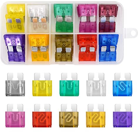 Colexy Set di 50 fusibili standard per auto e veicoli, fusibile a innesto con estrattore di sicurezza (3A-40A)