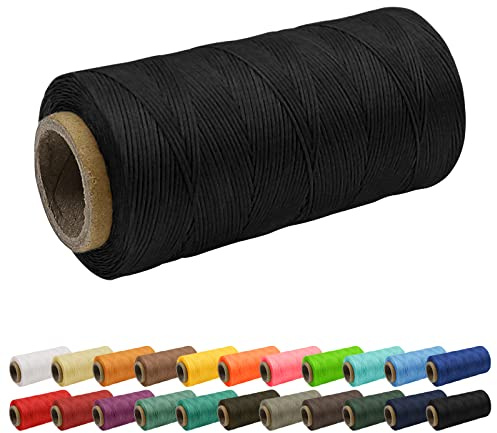 Uiopa 1mm x 260m Wachsfaden, 150D Flache Sattlergarn Ledergarn Gewachst, Leder Nähen Faden Gewachste Schnur für Nähprojekte, Buchbinderei, Schuhreparatur, Schmuck