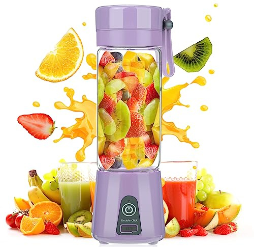 Portable Mixeur pour Smoothies et Shakes, Bestcool 400ml Mini Mixeur Blender USB rechargeable Fruit Mixer Juicer Bouteille mixeur de jus de fruits pour Maison Voyage Bureau extérieur (Pourpre)