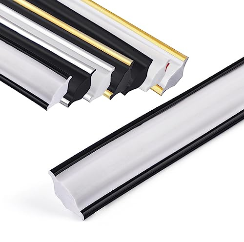 GHIBFBT Molduras de techo autoadhesivas, 5 m, molduras de techo triangulares de PVC, flexible y ligero, zócalo autoadhesivo para bordes de pared, bordes de azulejos (blanco y negro pequeño)