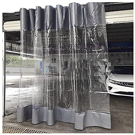 Tarp-Vorhang Für Draußen Wasserdicht, Transparentes Paneel Paravent Mit Ösen, Winddichte Vorhänge Für Veranda, Pavillon, Anpassbar (Farbe : Gray Side, Größe : 2.4x4M)