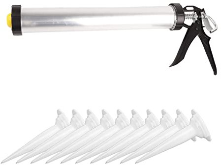 Pistola De Calafateo, 1 Pistola De Calafateo De Silicona De Tubo De Aluminio, Herramienta De Calafateo De 600 Ml con 10 Boquillas