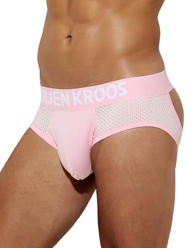 Arjen Kroos Men's Mesh Jock Straps Underwear Cotton Athletic Supporter Pink