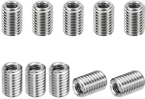 PATIKIL 10Stk Gewinde Adapter Hülse Reduziere Mutter M10*1.5 Außengewinde zu M6*1 Innengewinde Reparatur Einsatz Mutter Schraube Reduzierstück Umwandlung Edelstahl Verbindungselement 15mm