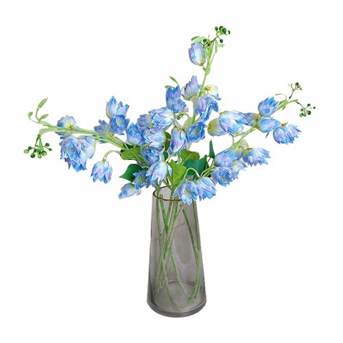 SAING S A I N G Artificial Flowers 4 Pcs Silk Flower Campanula Bluebell Outdoors Fake Plants Faux Plastic Flower for Home Office Decoration, Dining Table Centerpiece (Blue)