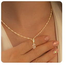 Tingn 14 Karat Gold gedrehte Panzerkette mit Buchstaben A-Z-Anhänger und vergoldeter Zirkon Namenskette Halskette Schmuck für Frauen und Mädchen