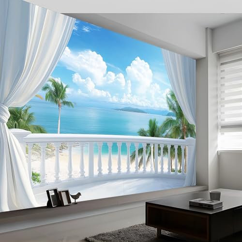 Photo Wallpaper Scenic Island Palm Trees Murals 500 x 280 cm (W x H), 3D Children's Room Wallpaper Landscape Islands Mural Wall Art Poster Picture, Boy Girl Bedroom Gift Decoration Wall Sticke
