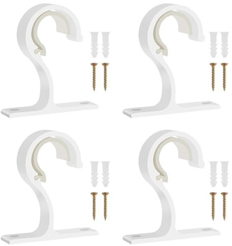 TENGEE 4 Stuck Vorhanghalter Halterung,Edelstahl stangenhalterung,gardinenstange Halterung Wand Kleiderstangen Halterung Schrank Schrankrohr Edelstahl für Schrank,Kleiderschrank,Duschvorhang