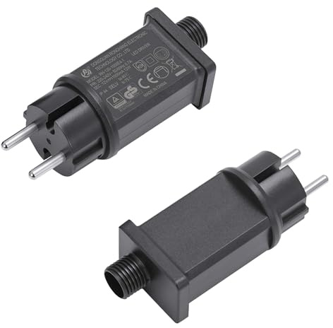 Sunshine smile Adattatore di alimentazione per catena luminosa a LED, spina di alimentazione da 12 V, impermeabile IP44, 12 W, 1 A, AC, trasformatore