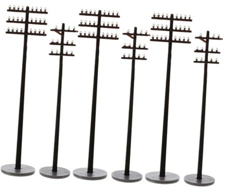 ADOCARN 1 Set Miniature Telegraph Poles 1:87 Scale Train Scenery Models Dollhouse Lamp Post for DIY Sand Table Decor