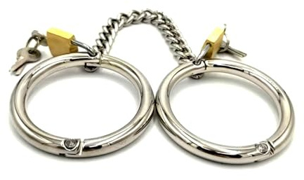 ZTHBYSB Edelstahl Abschließbar Fetisch Handfesseln/Handschellen mit Metallkette, Extrem Bondage Hand Fuß Manschette Anklecuffs/Fußfesseln BDSM Fetisch Cosplay Sex-Toys für Paare,Silber,Fußfesseln