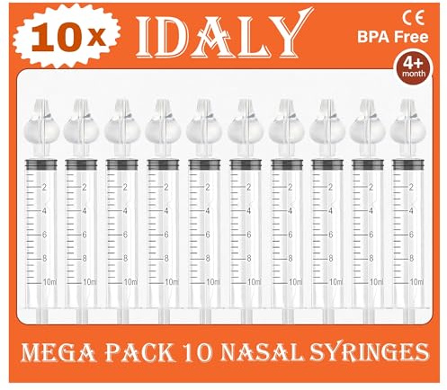 MEGA PACK 10 Jeringa Lavado Nasal Bebe – Jeringuilla Lavado Nasal Bebe – Reutilizable Irrigador Nasal Saca Mocos Para Bebes – Limpiador Aspirador Nasal.