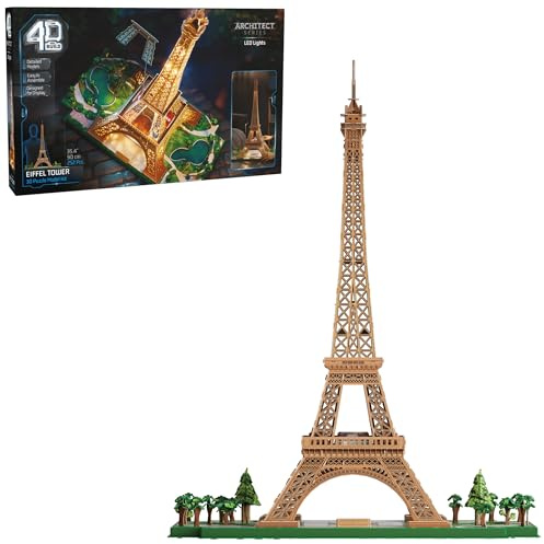 4D Build - 3D-Puzzle Pokémon – Modell Eiffelturm, beleuchtet, 252 Teile – Eiserne Frau mit Höhe 90 cm – Puzzle für Erwachsene – Konstruktionsspiel zum Sammeln – Spielzeug für Erwachsene – Spiel für