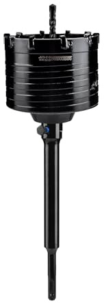 Mollom Sierra copa para hormigón 80mm (3-1/8) SDS Plus vástago 220mm | Cortador de orificios resistente,broca piloto 110 mm,tornillo antideslizante para piedra,ladrillo,pared,albañilería