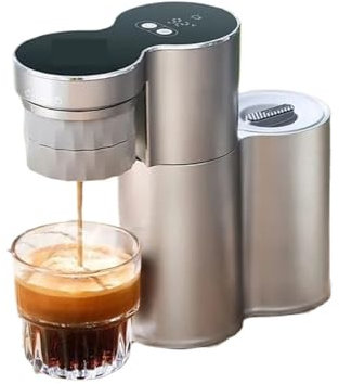 JOJIDE Portable Espresso Coffee Maker, 15Bar High Pressure, 180ml Capacity, Silver, Fully Automatic, Modern Style, For Espresso, Cappuccino, Office, Hiking, RV