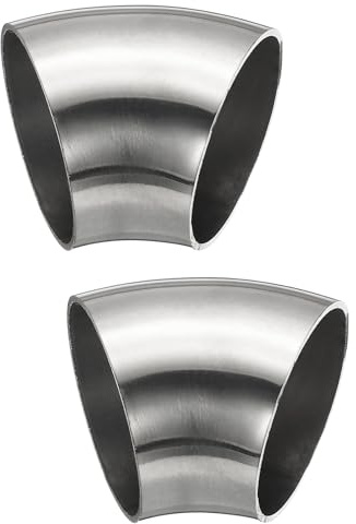 PATIKIL 2 Stück Edelstahl Rohrbogen 45 Grad Bogen, 42mm ID Stahl Auspuffbogen Auspuffrohrverbinder Edelstahlbogen 304 Edelstahl Rohr für Auspuffrohr Treppengeländer Auto HVAC