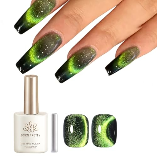 Born Pretty Cat Magnetic Eye Gel Glitzer Dunkel Grün UV Nagellack Magnetic Nail Polish Maniküre und Nagelkunst DIY zu Hause