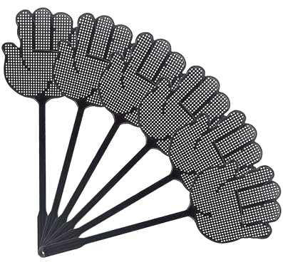 Julazenith Matamoscas para interiores, matamoscas resistente con diseño en forma de palma, control manual seguro de plagas para niños y mascotas, para cocina, balcón, patio, color negro (paquete de 6)