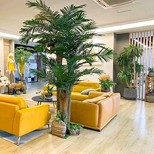 TAIYUESHAN Künstliche Palme für den Garten, künstliche Palme für den Außenbereich, Tropische Palme, künstlicher Pflanzenbaum mit Standstamm, Palmendekoration 2 m + 1,8 m + 1,5 m Family