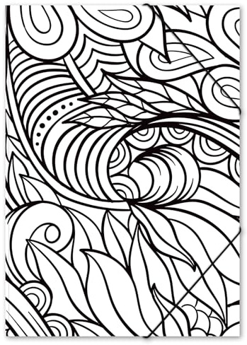 itenga Zeichenmappe DIN A3 mit Motiv - aus KARTON - Gummizugmappe Sammelmappe - für Kinder Jugendliche Schüler Mädchen Jungen (Lineart Schwarz Weiß)