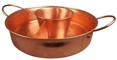 OWOHYG Vintage Copper Dual Sided Noodle Pot Shabu Shabu Pot Double Sauce Pot Shabu Shabu Shabu Cooker (Copper 28cm)