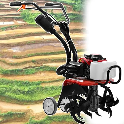 Motoculteur à Essence De Jardin 4 Temps, Cultivateur De Sol De Pelouse Moteur Rotovator Léger Compact Puissant, pour Le Labour