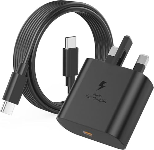 For Samsang Super Fast Charger, USB C Charger Plug with 2M Charging Lead For Samsung Galaxy A56/S25/S24/S23/S22/S21/S20 Plus Ultra FE/A16/A15/A32/A33/A34/A35/A52/A53/A54 (1 Pack USB C Plug&2M Cable)