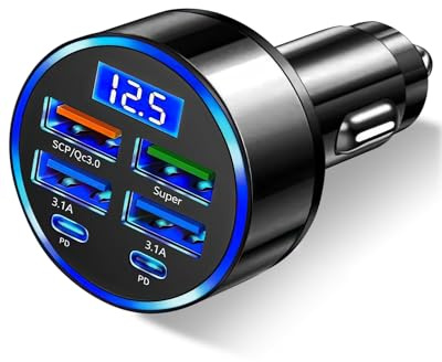 6 in 1 USB C Car Charger Adapter, 66W Super Fast Charging