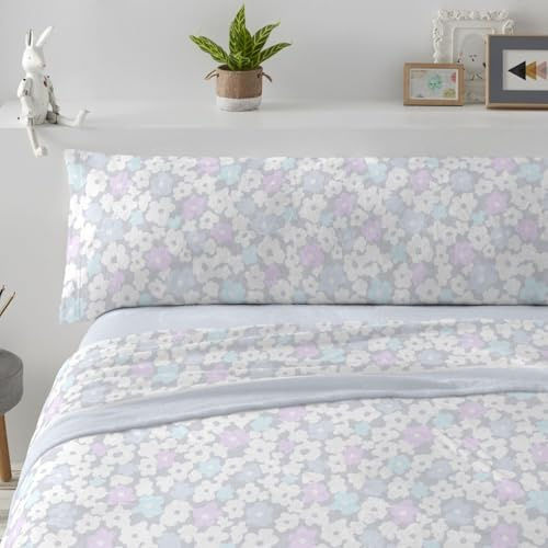 Burrito Blanco | Juego de Sábanas Coralina Invierno Poliéster Cama 90 Azul | 3 Piezas: Bajera, Encimera y Funda Almohada | Sábanas Invierno Cálidas | Tacto Suave | Apto Lavadora