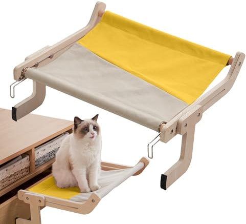 Posatoio per finestra per gatti, posatoio per gatti | Posatoio per davanzale per | Sedile per amaca senza fili per gatti interni, letto in legno regolabile per cassetto e