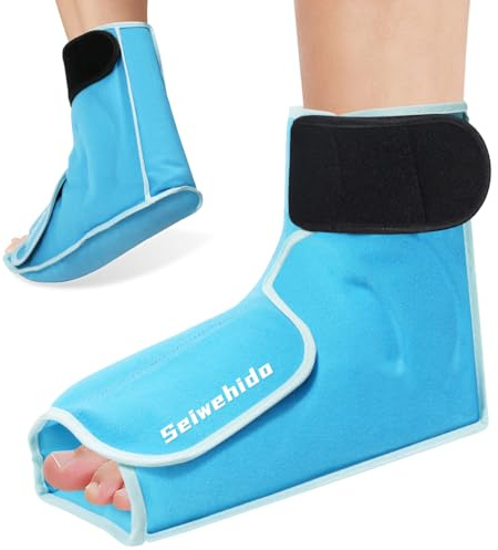 Ankle Ice Pack Wrap for Foot Heel Swelling Pain Relief, Reusable Large Hot Cold Gel Pack for Sprained Ankle, Achilles Tendonitis, Arthritis, Plantar Fasciitis, Post-Surgery, Sports Injury(Blue,1PCS)