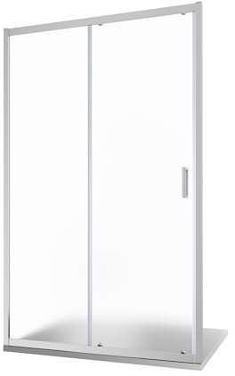 Box Doccia Nicchia 140cm Apertura Scorrevole Vetro Temperato 6mm Stampato Profili Cromati h185cm mod. Tonga